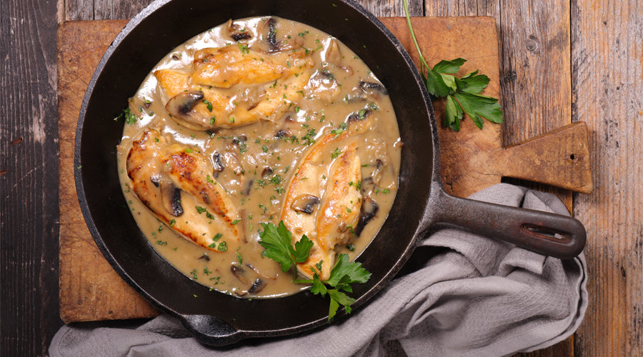 Chicken & Mushrooms with Wine Sauce