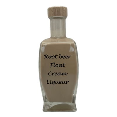 Rootbeer Float Cream Liqueur in small bottle. Sweet alcoholic drinks. Root beer alcohol.