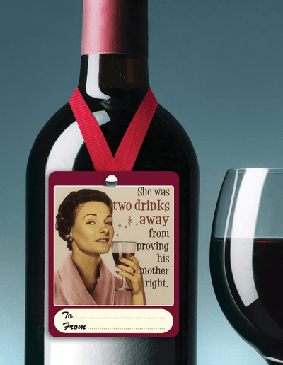 Two drinks away wine tag