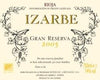 Izarbe Gran Reserva red wine packaging. Popular brands of red wine. A good red wine.