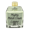 Mighty Melon Cream Liqueur in small bottle. Best bar drinks for summer. Creamy alcoholic drinks.