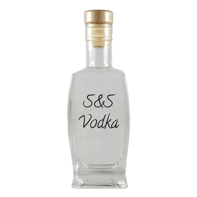 S&S Vodka in medium bottle. Smooth and sweet alcoholic drinks. Fruity drinks.