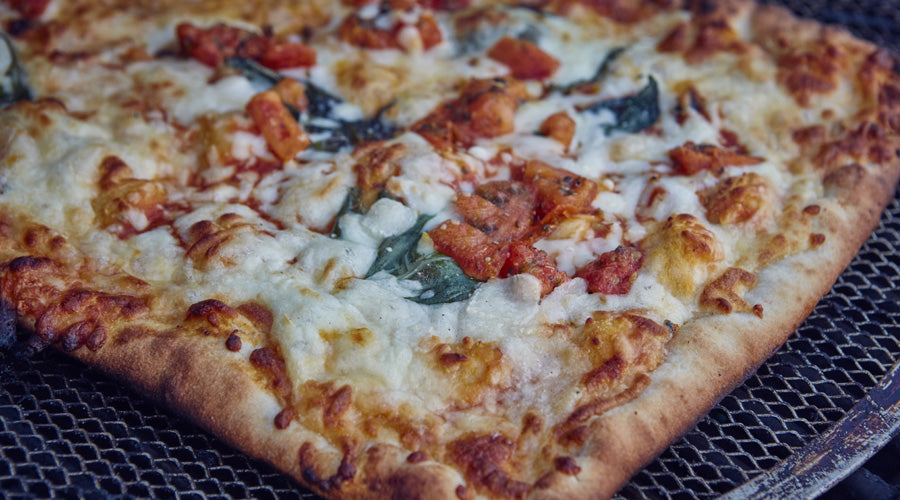 Cream Cheese Pesto Grilled Pizza