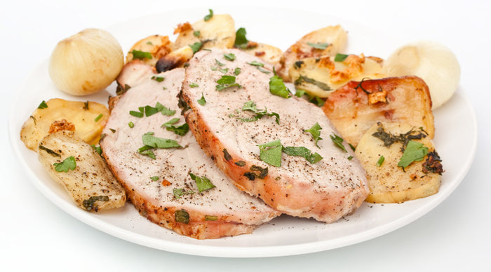 Roasted Pork Loin & Pearl Onions