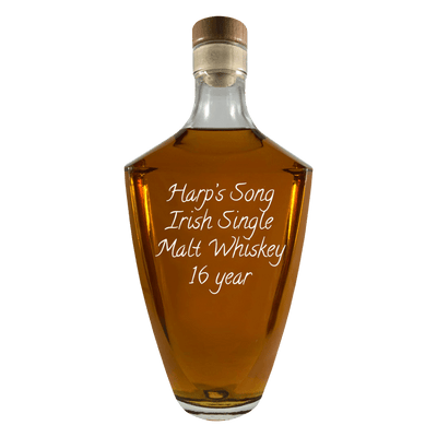 Harp's Song Irish Single Malt Whiskey 16 Year in large bottle. Bar drinks. Spirits. Popular alcoholic drinks.