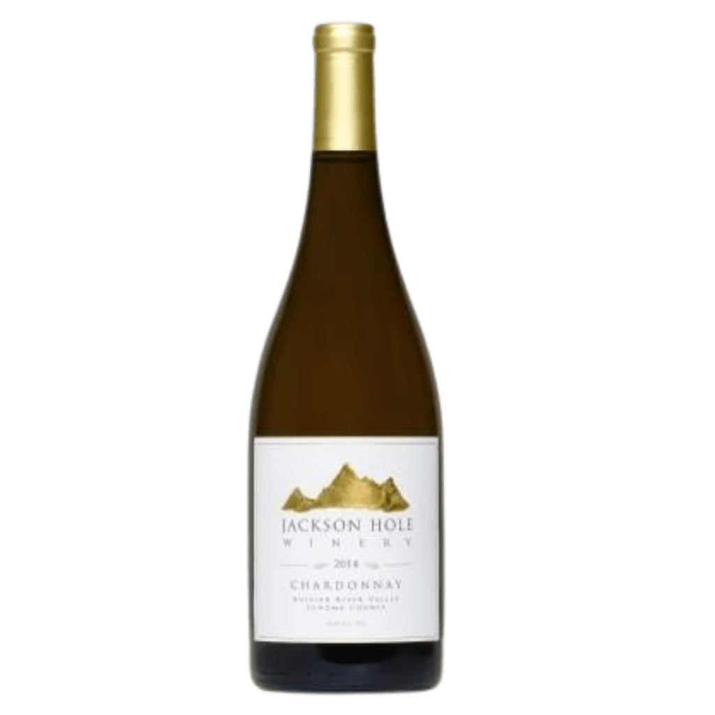 Bottle of Jackson Hole Winery Chardonnay on a white background