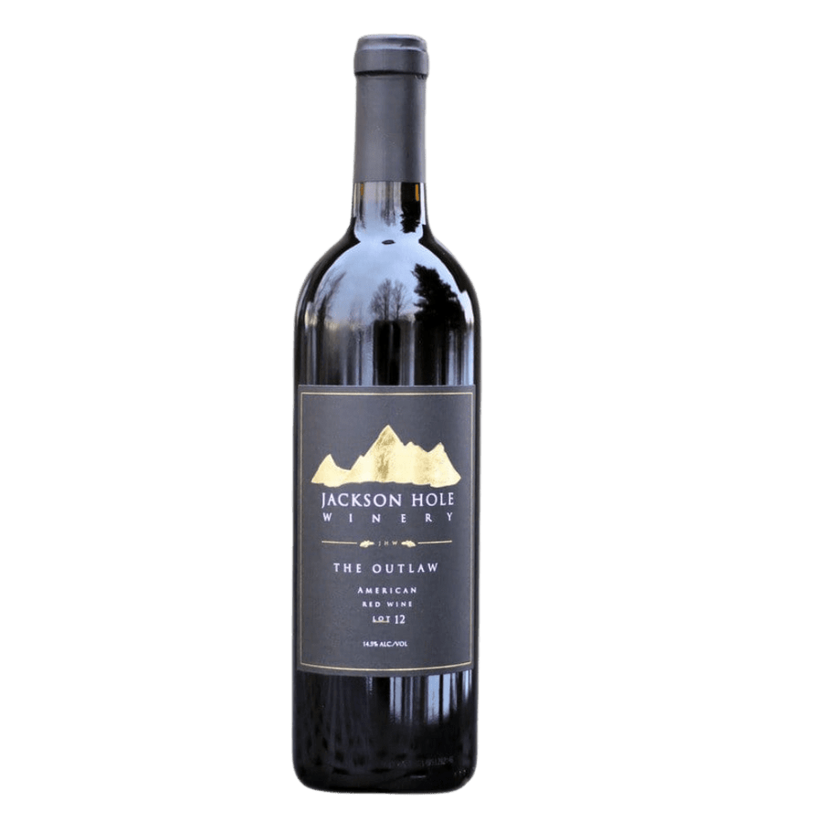Wine bottle with 'Jackson Hole Winery' label on a white background