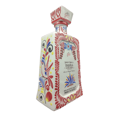 Tequila Extra Anejo - 1L Batch #5 ceramic hand painted tequila bottle.