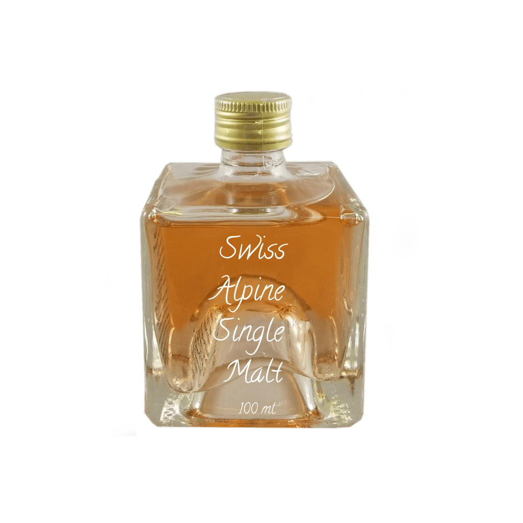 Swiss Alpine Single Malt in small bottle. Easy mixed drinks.