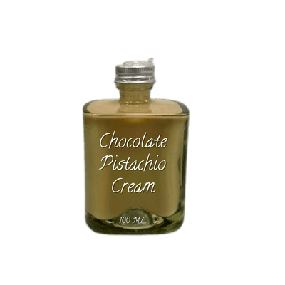 Bottle of Chocolate Pistachio Cream on a white background