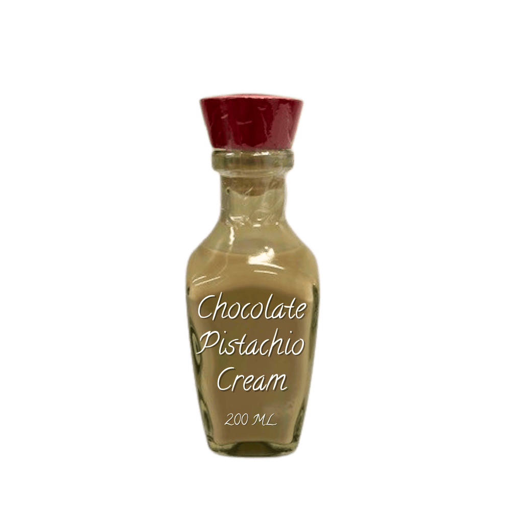 Bottle of Chocolate Pistachio Cream on a white background