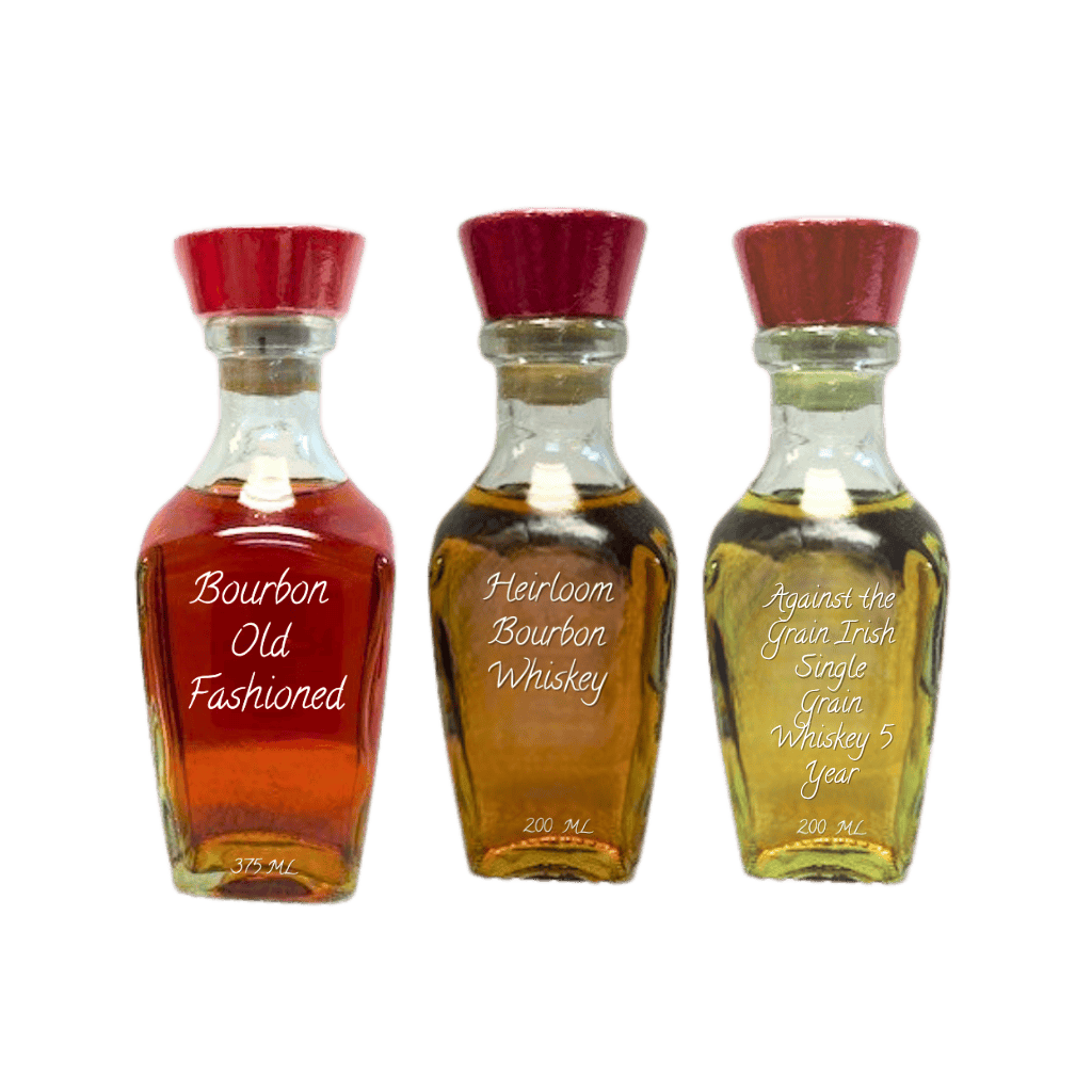 three bottles of whiskey on a white background. fathers day set