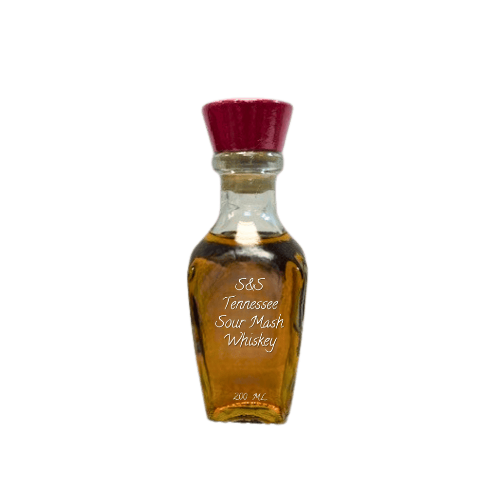 Bottle of S&S Tennessee Sour Mash Whiskey on a white background