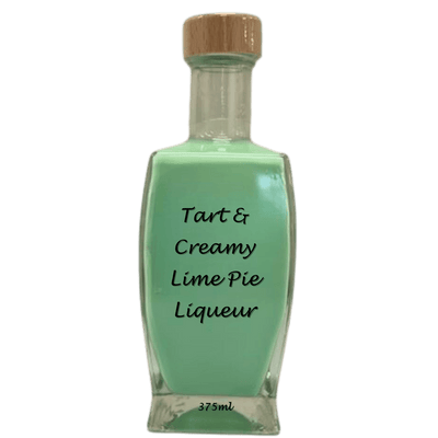 Tart & Creamy Lime Pie Liqueur in small bottle. Best cocktails. Fruity mixed drinks recipes.
