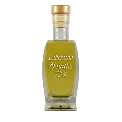 Libertine Absinthe 72% in medium bottle. Smooth and sweet alcoholic drinks. Aged liquor drinks.
