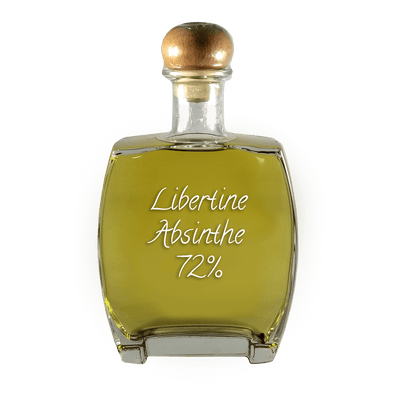 Libertine Absinthe 72% in large bottle. Floral drinks.