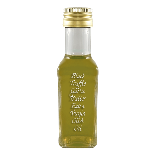 Black Truffle Garlic Butter Extra Virgin Olive Oil in bottle. Olive oil vs vegetable oil. Substitute for canola oil.
