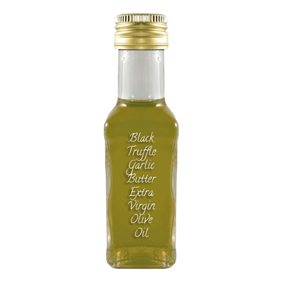 Black Truffle Garlic Butter Extra Virgin Olive Oil in bottle. Olive oil vs vegetable oil. Substitute for canola oil.