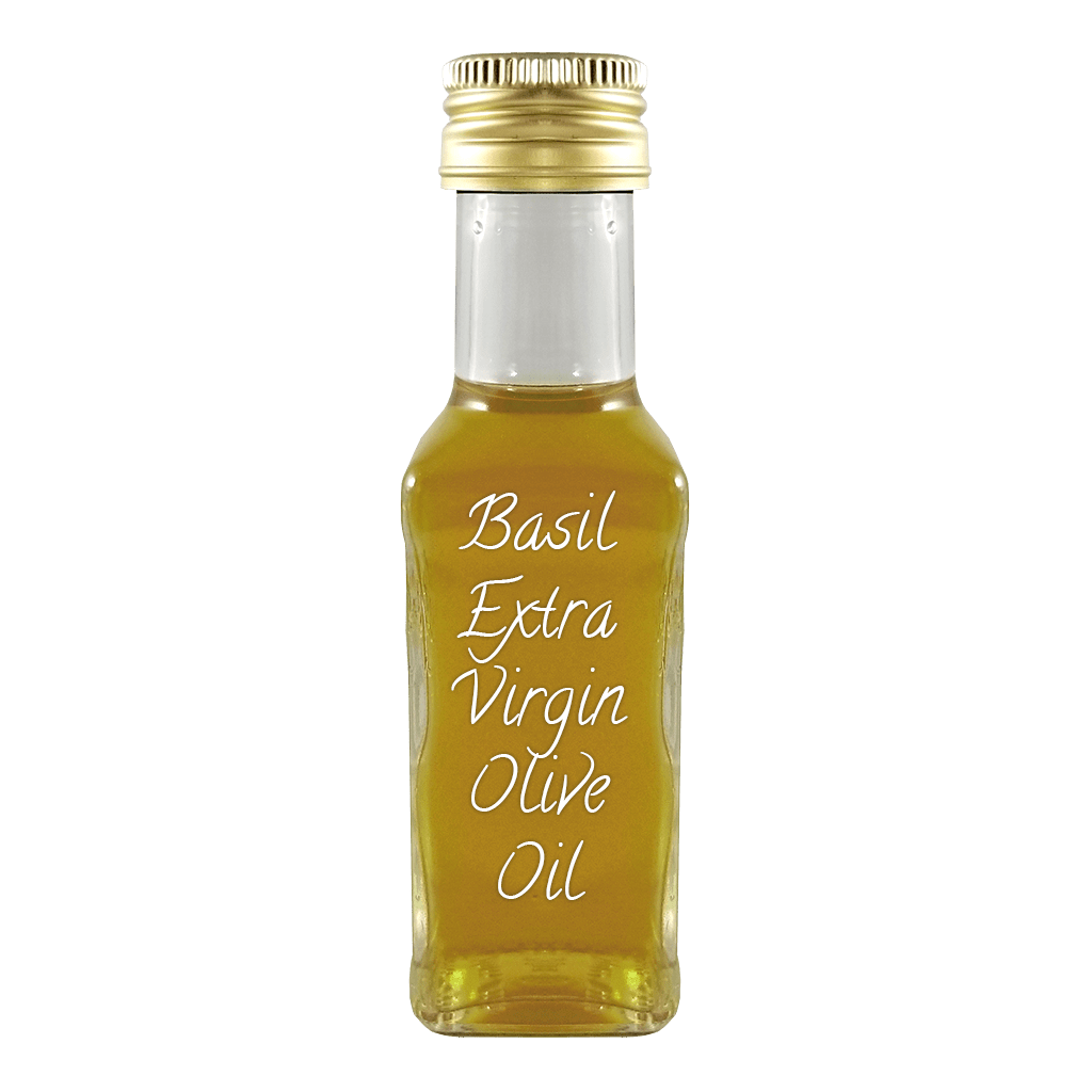 Basil Extra Virgin Olive Oil in bottle. Olive oil vs vegetable oil. Substitute for canola oil.