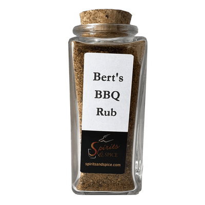 Bert's BBQ Rub in bottle. Spice mix and best seasonings. Summer spices. Spice and meat rubs.