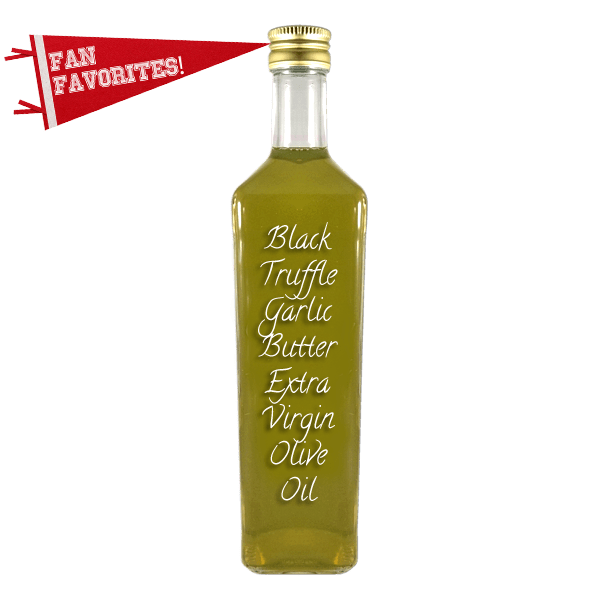 Black Truffle Garlic Butter Extra Virgin Olive Oil in bottle. Can you fry with olive oil. Salad oil.