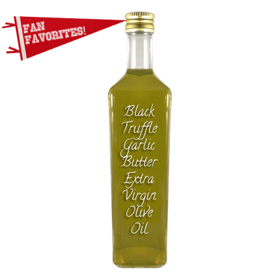 Black Truffle Garlic Butter Extra Virgin Olive Oil in bottle. Can you fry with olive oil. Salad oil.