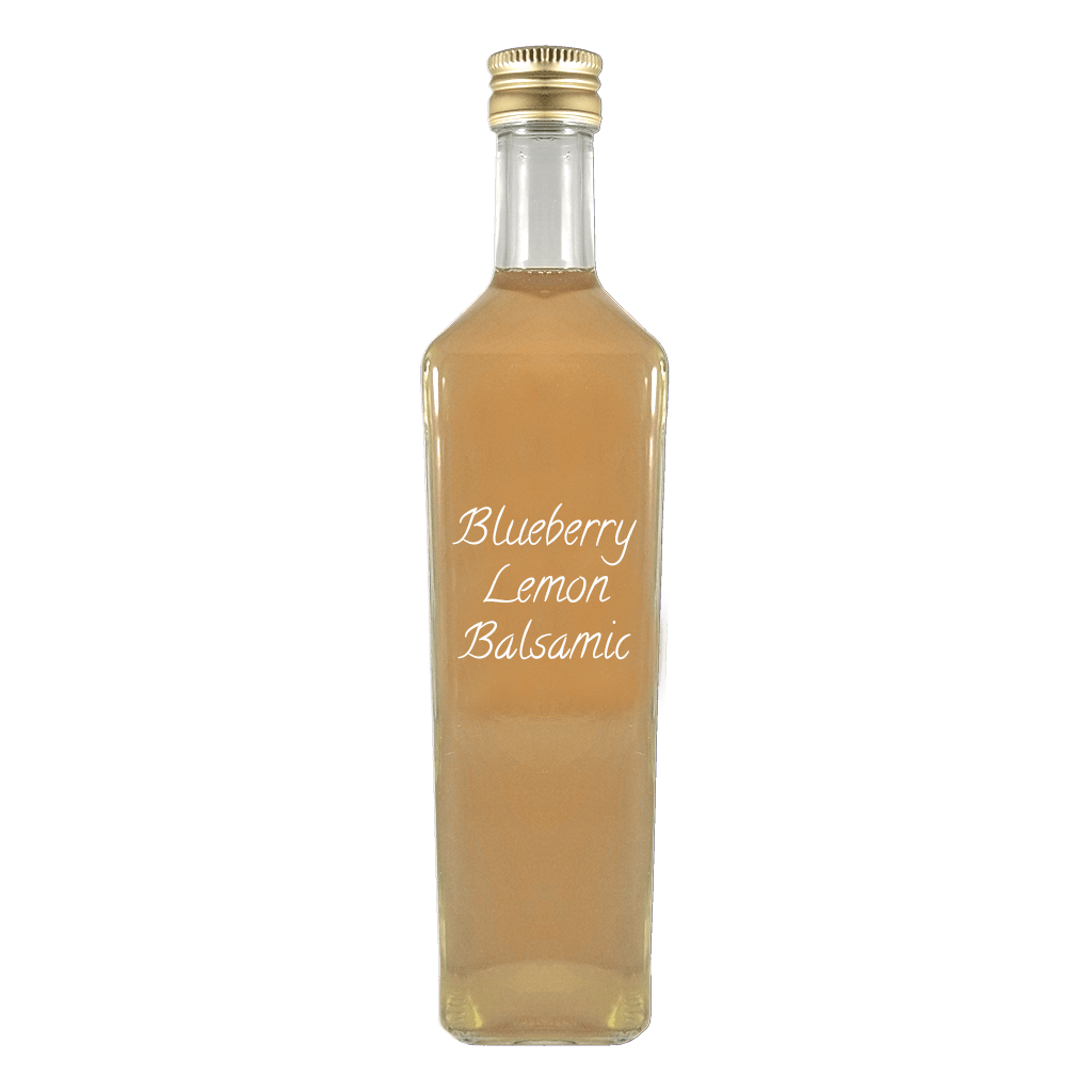 Blueberry Lemon Balsamic Vinegar in bottle. Real balsamic lemon vinegar. Blueberry vinegar for cooking.