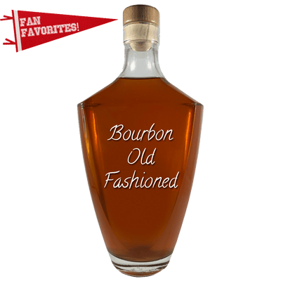 Fan Favorite, Bourbon Old Fashioned in large bottle. Bar drinks.