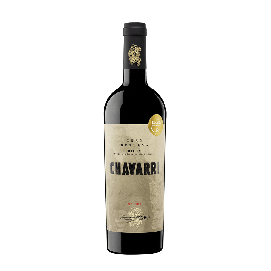 Chavarri Gran Reserva red wine packaging. Popular brands of red wine. A good red wine.