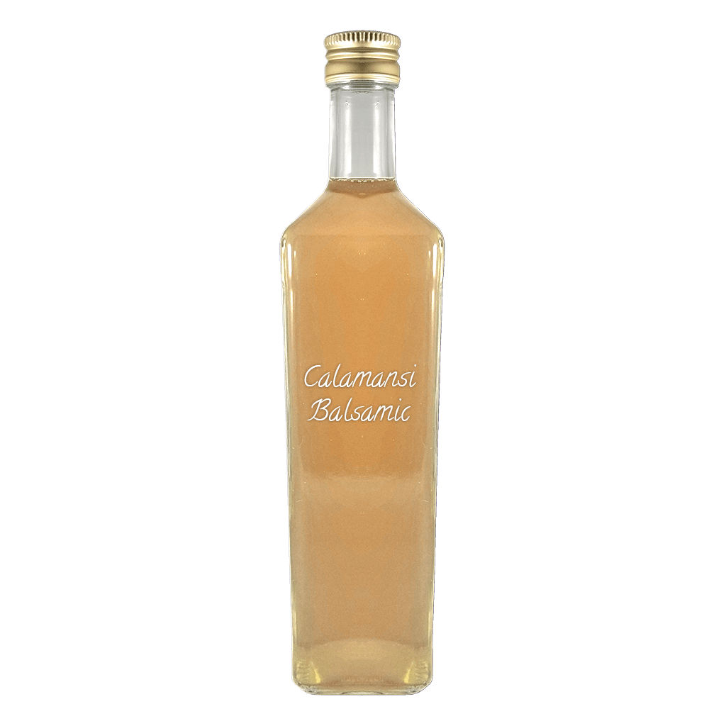 Calamansi Balsamic Vinegar in bottle. Sweet balsamic vinegar. Fruity vinegars.