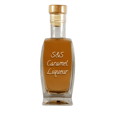 S&S Caramel Liqueur in very small bottle. Easy mixed drinks for summer. Spicy drinks.