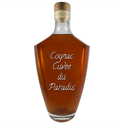 Cognac Cuvee du Paradis in large bottle. Bar drinks. Spirits. Popular alcoholic drinks.