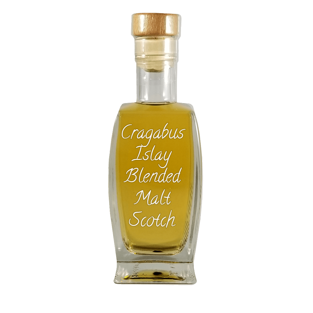 Cragabus Islay Blended Malt Scotch in medium bottle. Best cocktails. Smooth and sweet alcoholic drinks.