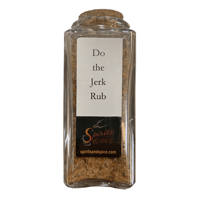 Do The Jerk Rub Spice Blends in bottle. Red thai chili pepper. Thyme. Meat rub spices.