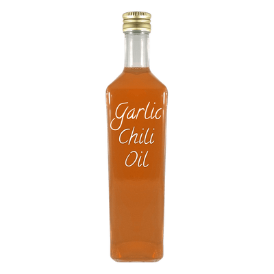 Garlic Chili Extra Virgin Olive Oil in bottle. Is olive oil the same as vegetable oil. Spiced spicy cooking oils.