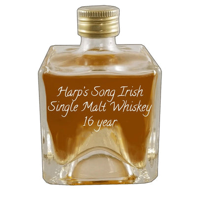 Harp's Song Irish Single Malt Whiskey 16 Year in small bottle. Easy mixed drinks.