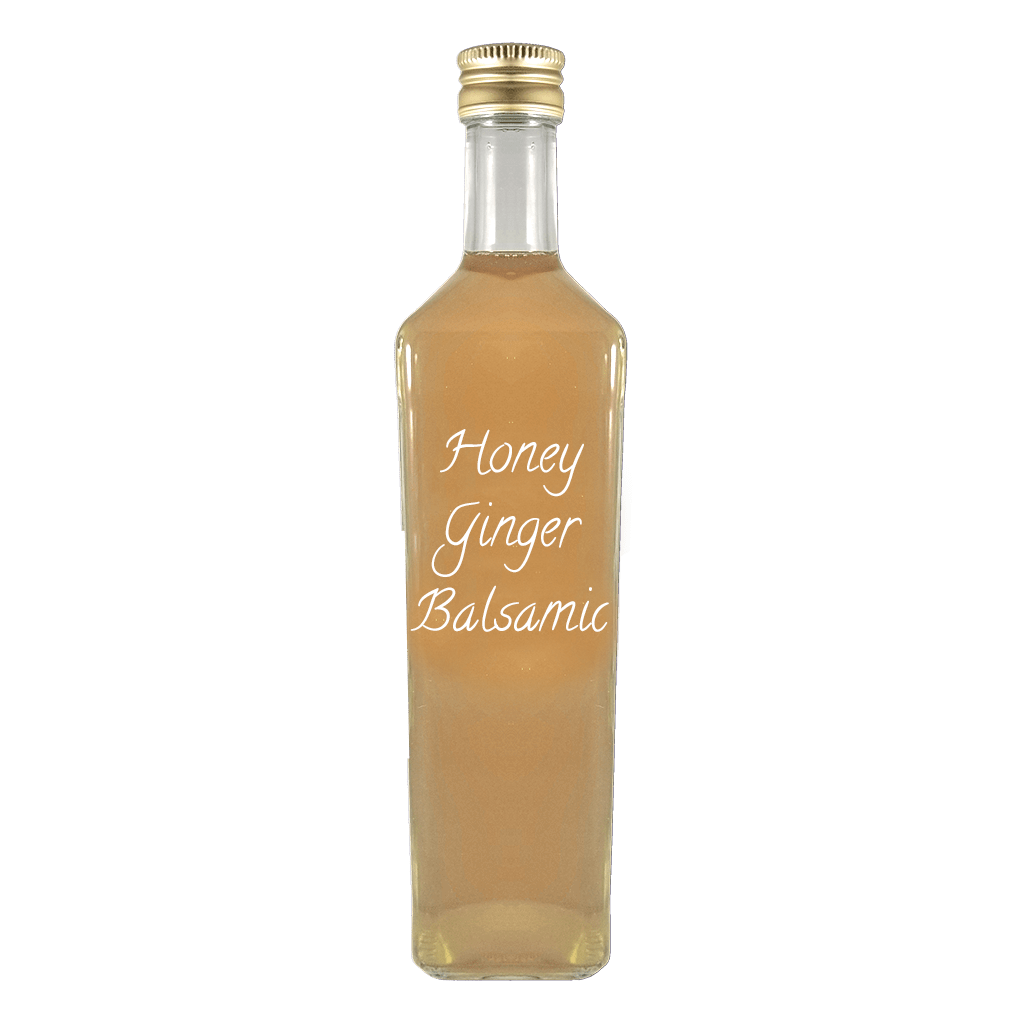 Honey Ginger Balsamic Vinegar in bottle. Distilled vinegar. Grape vinegar for cooking.