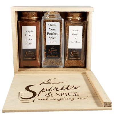 Hot & Spicy Set of three in box. Cooking Spices. Peach Spices. Allspice.