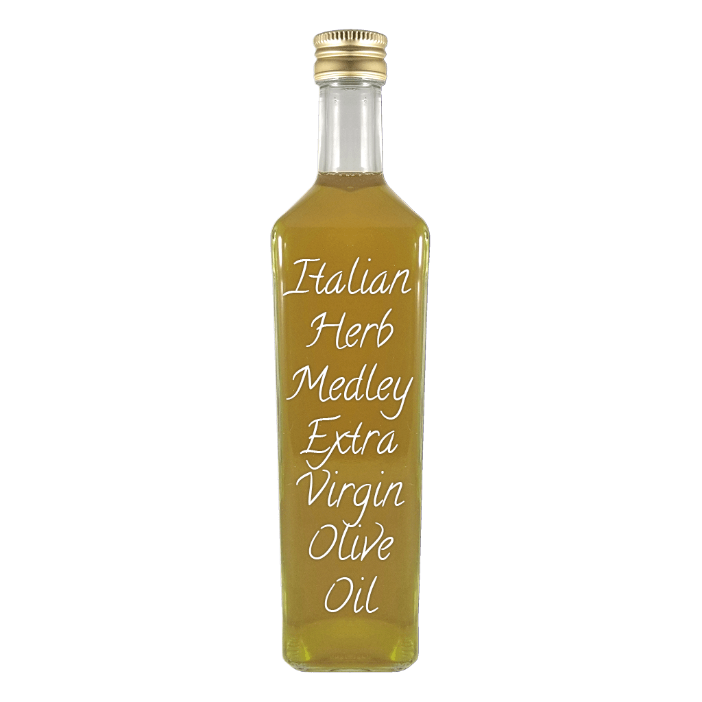 Italian Herb Medley Extra Virgin Olive Oil in bottle. Olive oil vs vegetable oil. Substitute for canola oil.