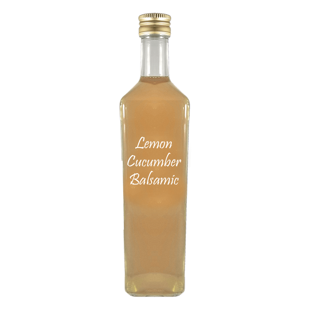 Lemon Cucumber Balsamic Vinegar in bottle. Sweet balsamic. Fruity vinegars.