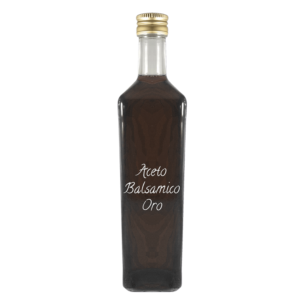 Aceto Balsamico Oro Balsamic Vinegar in bottle. Store balsamic vinegar. Fruity balsamic vinegar.