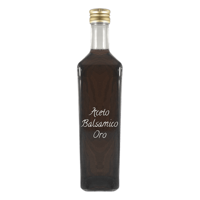Aceto Balsamico Oro Balsamic Vinegar in bottle. Store balsamic vinegar. Fruity balsamic vinegar.