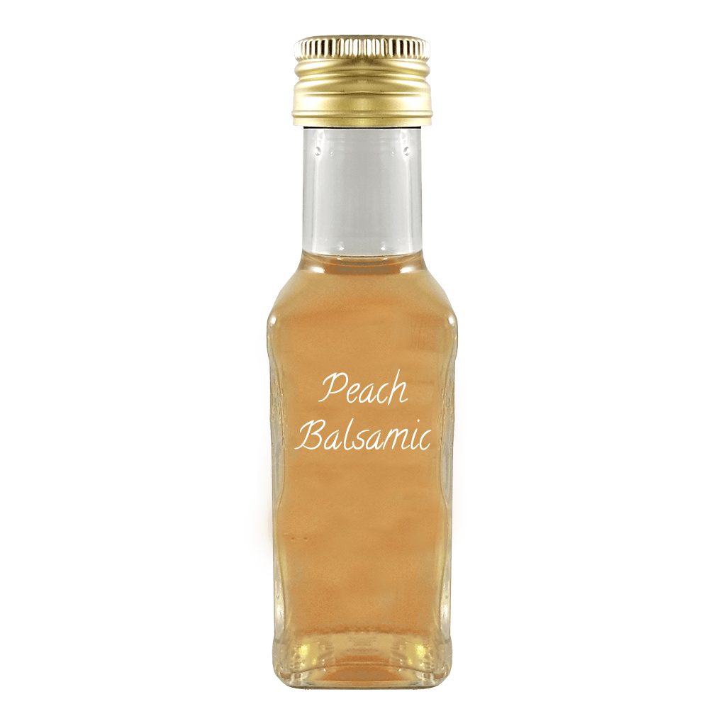 Peach Balsamic Vinegar in bottle. Sweet balsamic. Fruity vinegars.