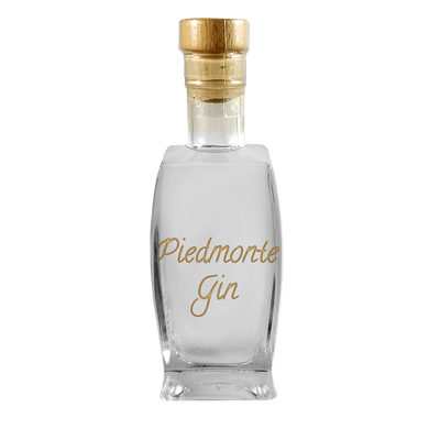 Piedmonte Gin in medium bottle. Smooth and sweet alcoholic drinks.