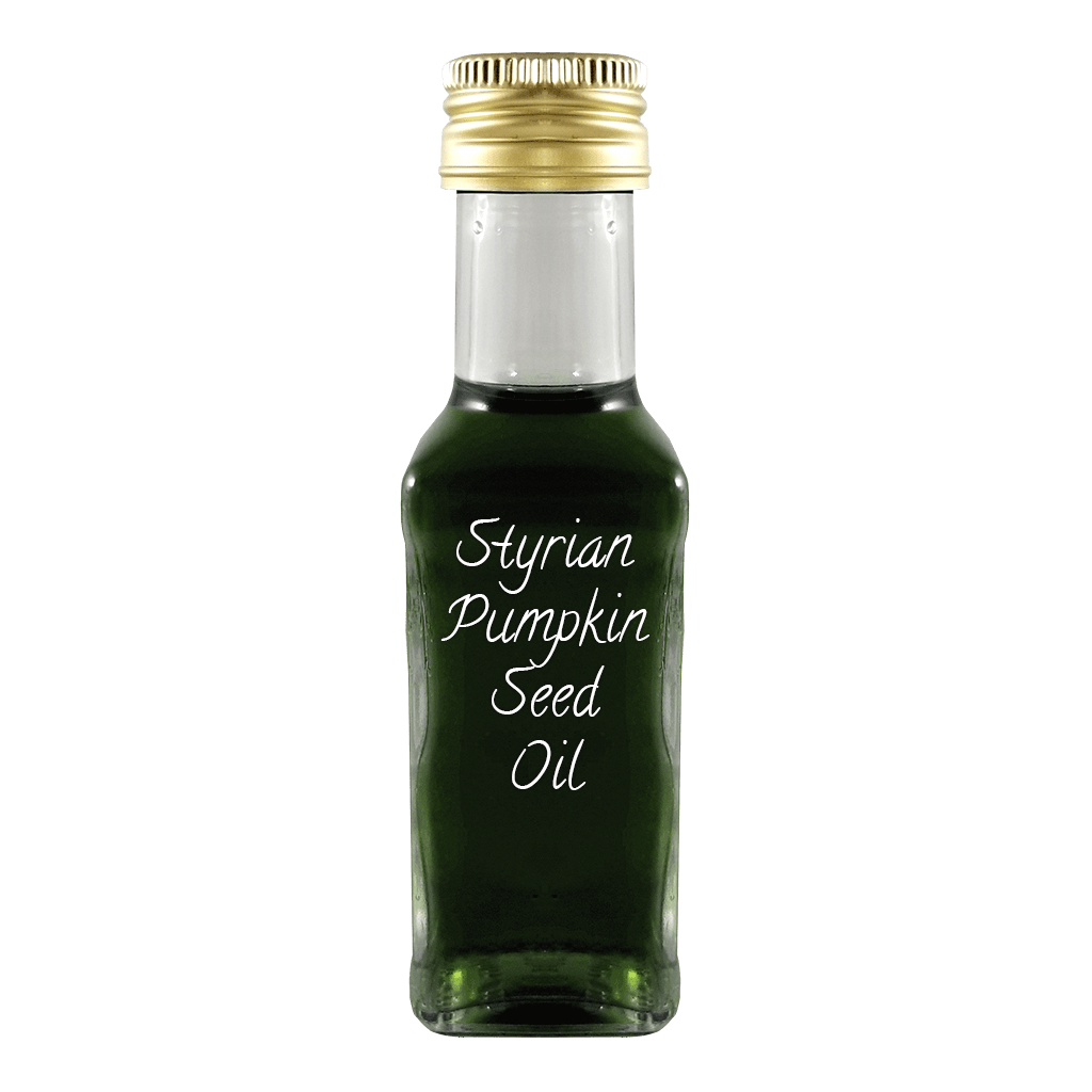 Styrian Pumpkinseed Oil in bottle. Frying oil.