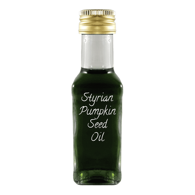 Styrian Pumpkinseed Oil in bottle. Frying oil.