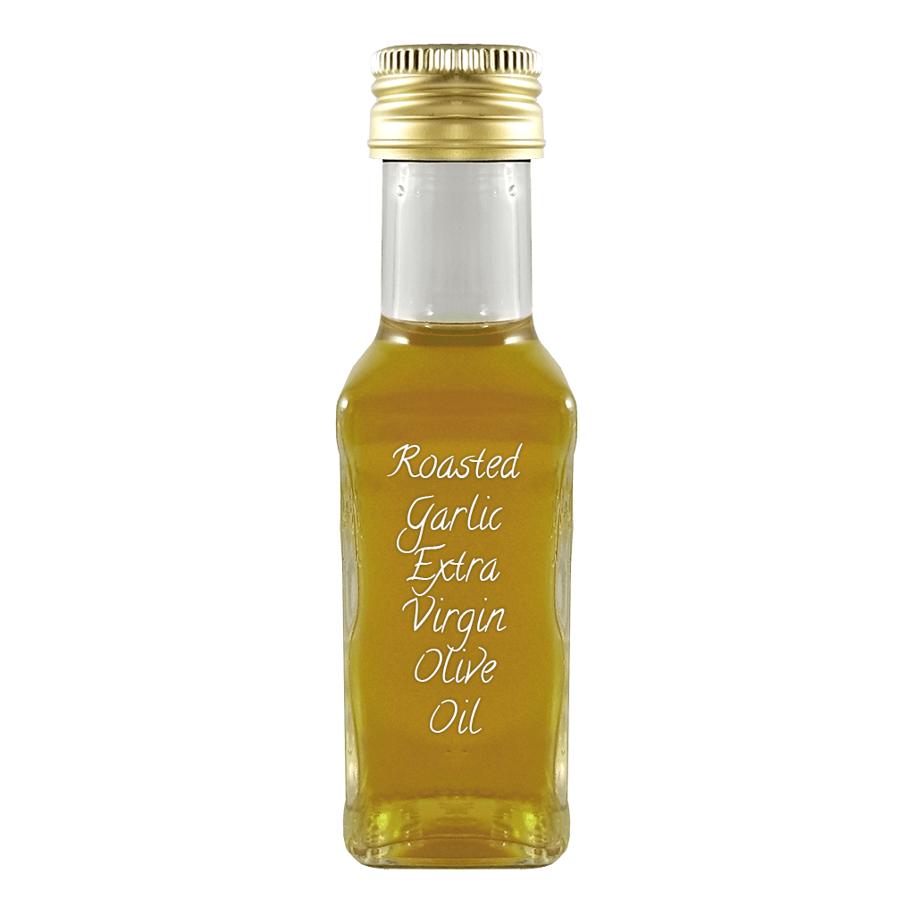 Roasted Garlic Extra Virgin Olive Oil in bottle. Olive oil vs vegetable oil. Substitute for canola oil.