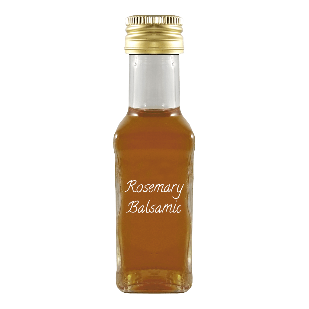 Rosemary Balsamic Vinegar in bottle. Aged balsamic. Thick balsamic vinegar.