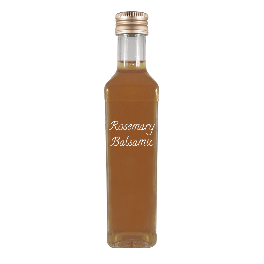 Rosemary Balsamic Vinegar in bottle. Distilled vinegar. Rosemary Vinegar for cooking.