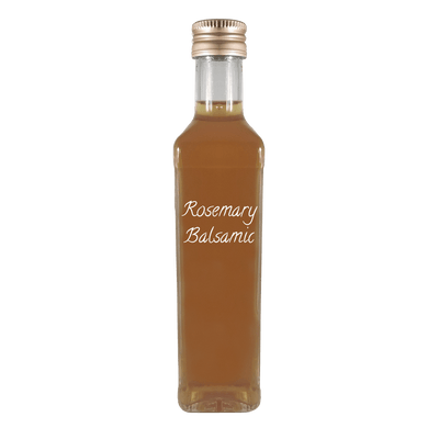 Rosemary Balsamic Vinegar in bottle. Distilled vinegar. Rosemary Vinegar for cooking.